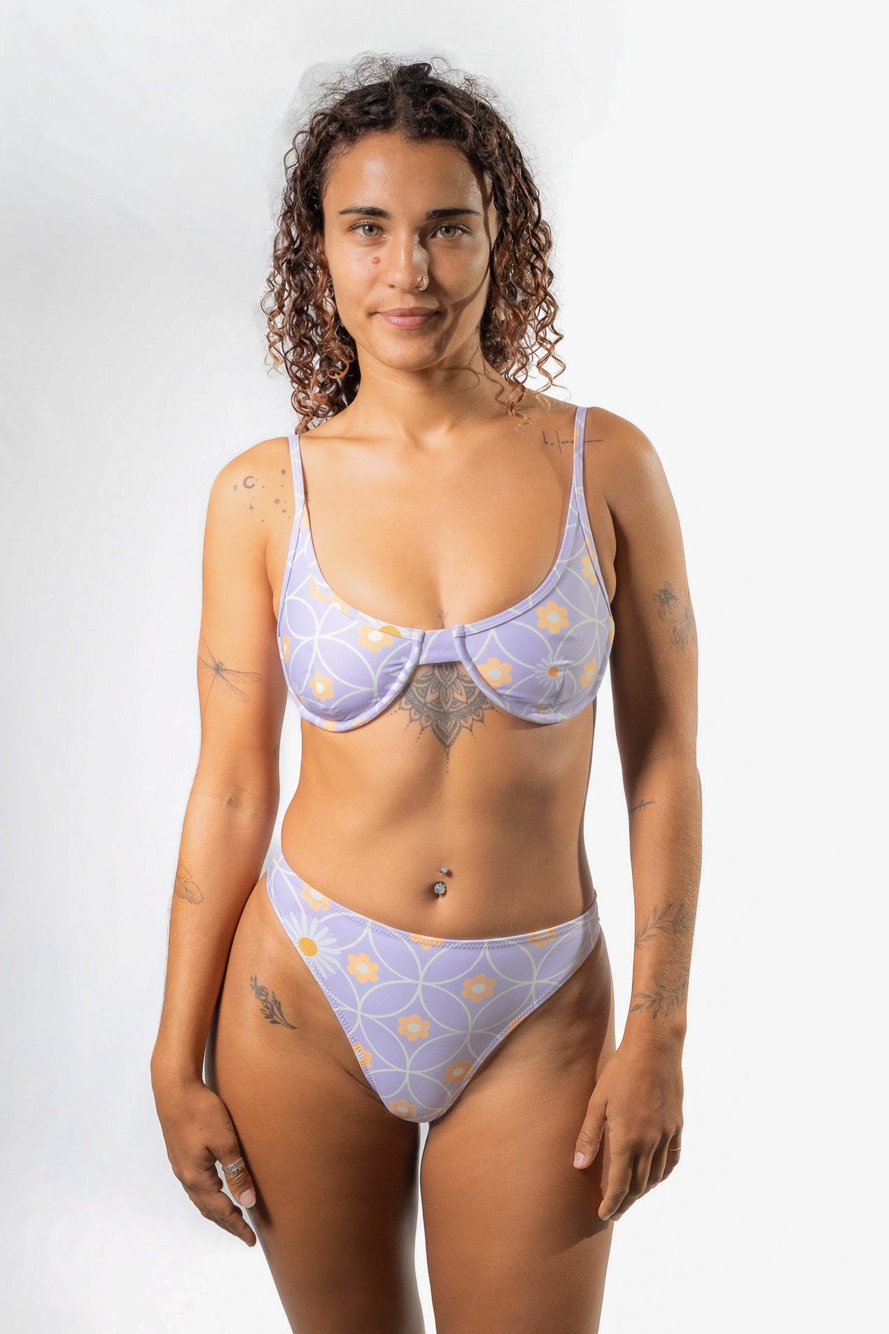 Ula Bikini Set Uma Purple — front view with underwire top and bikini bottom