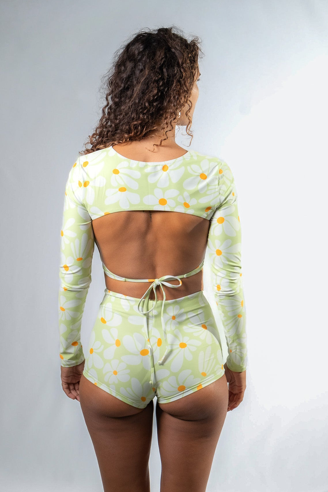 Ula Voss Set Kaya Green — REPREVE recycled fabric surf set, full view