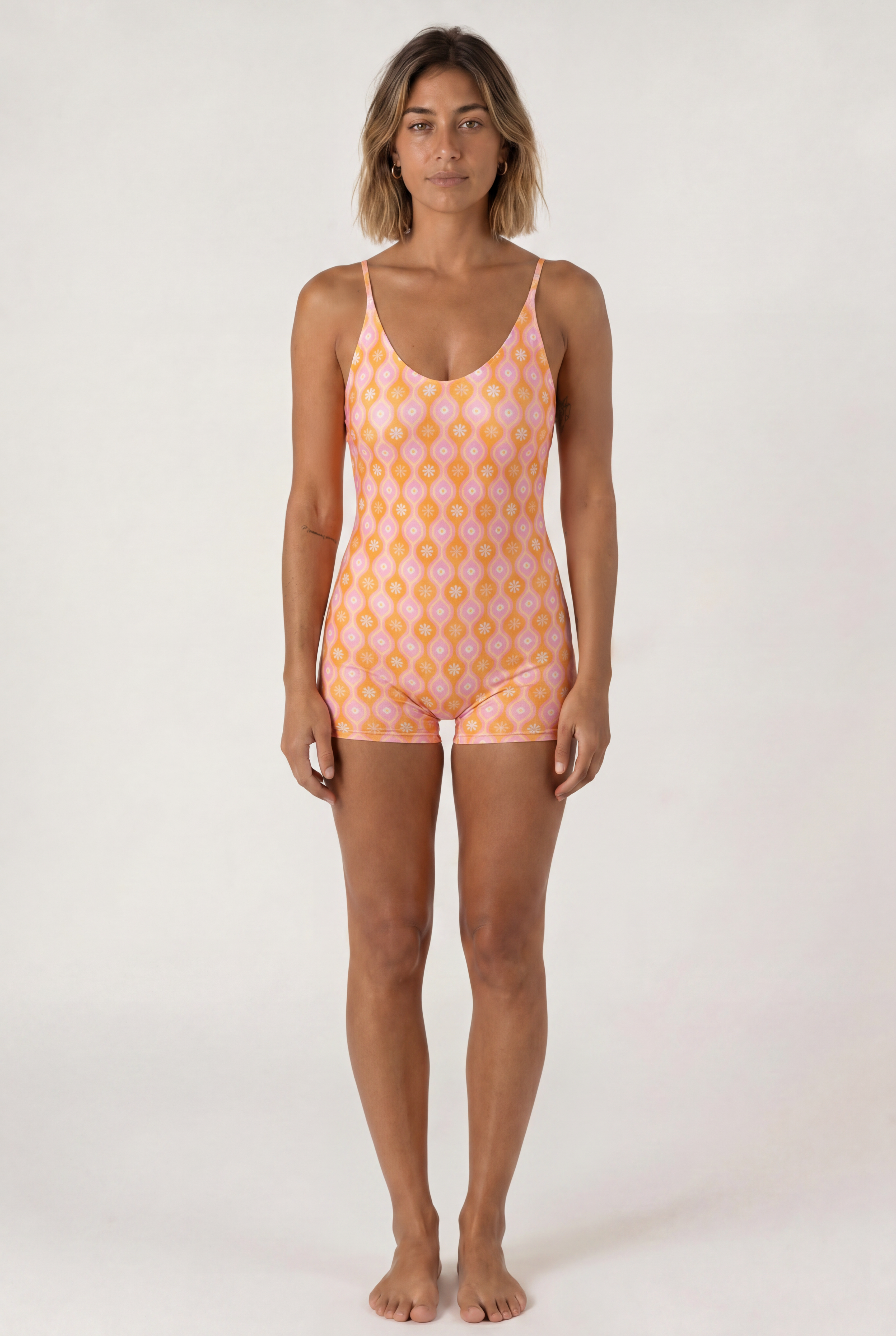 Mumi surf bodysuit Marga Orange – sustainable REPREVE® recycled swimwear | Ula