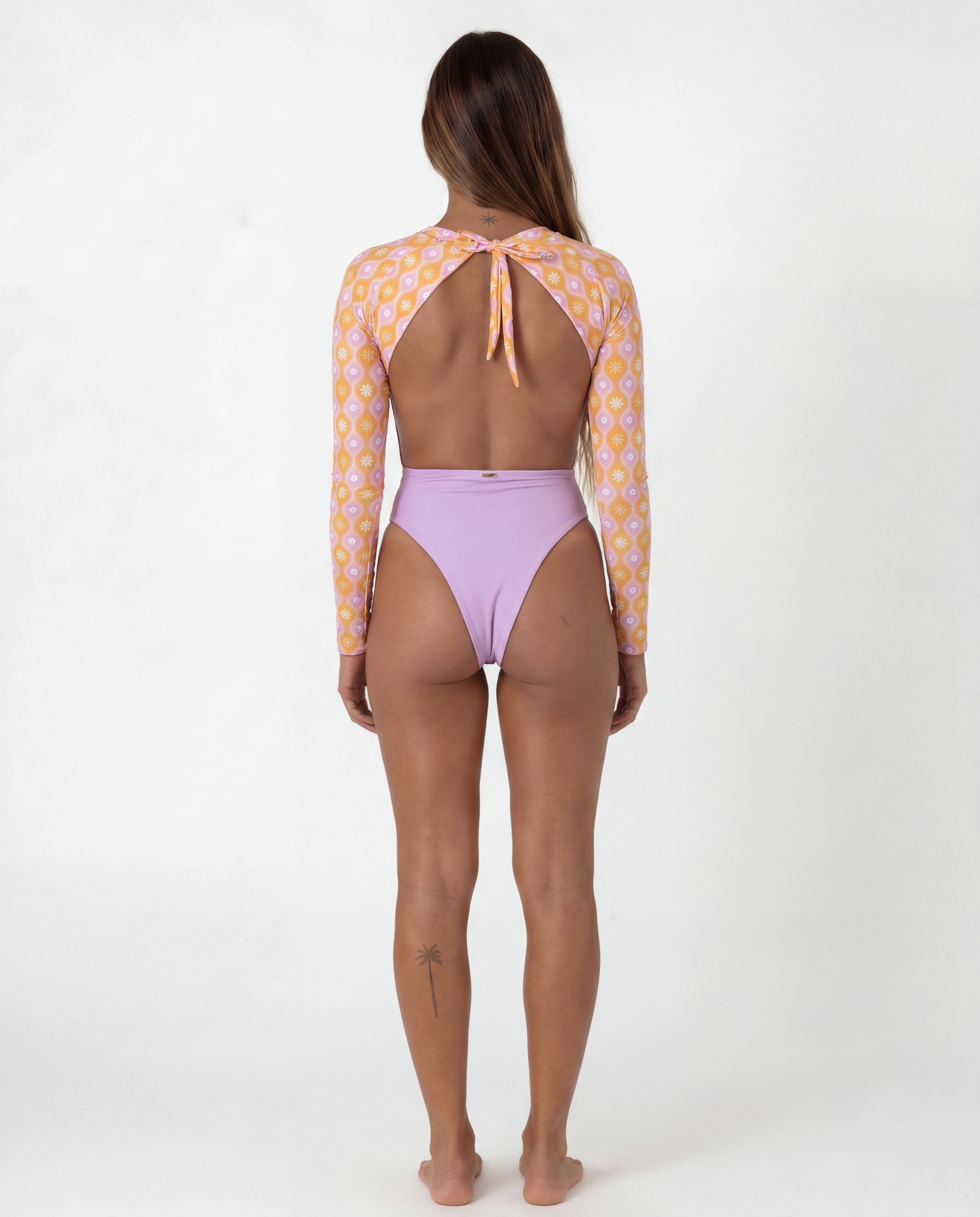 Olas one piece Marga Orange – long sleeve UPF 50+ recycled swimwear | Ula