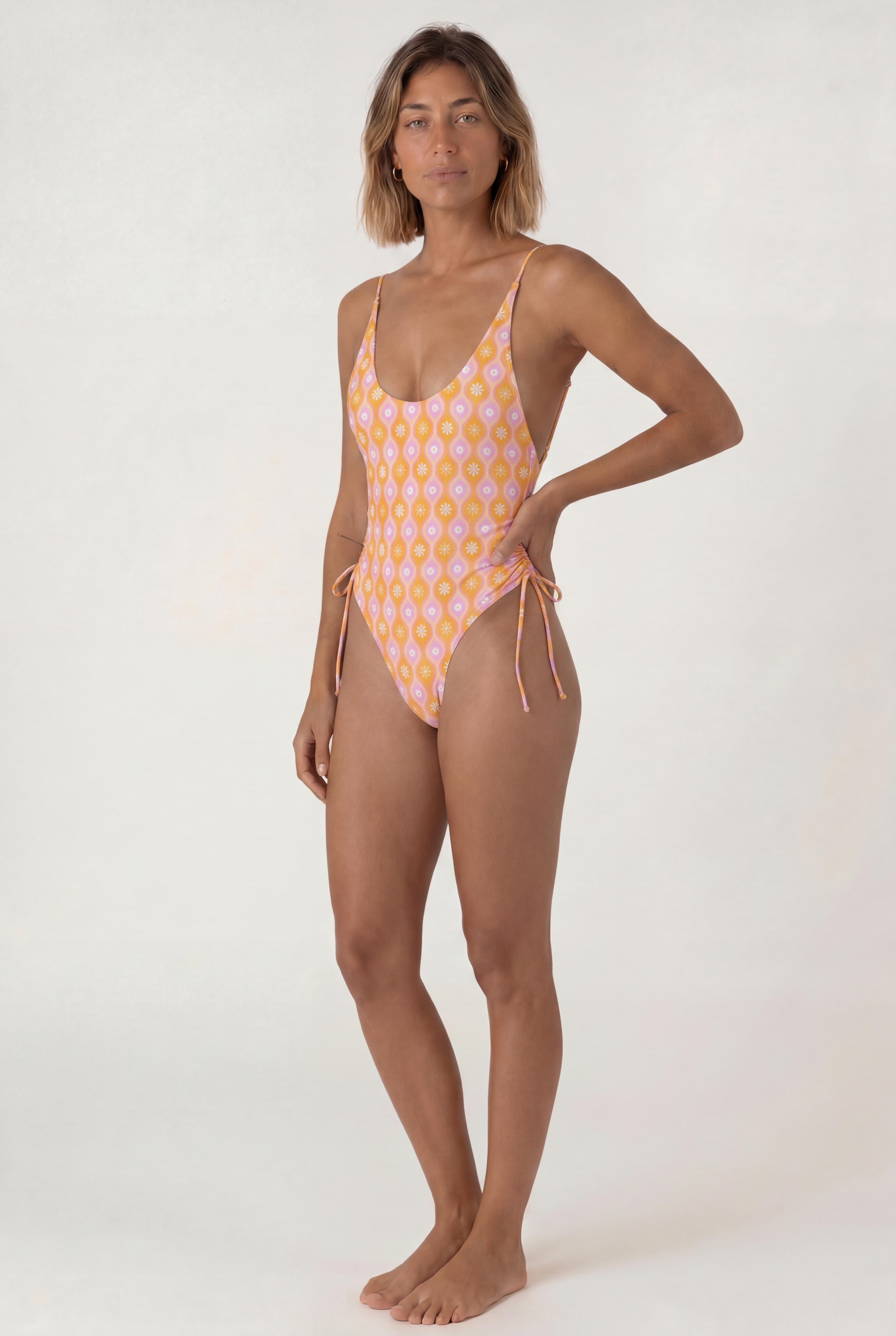 Hawy adjustable one piece swimsuit Marga Orange – REPREVE® recycled swimwear | Ula