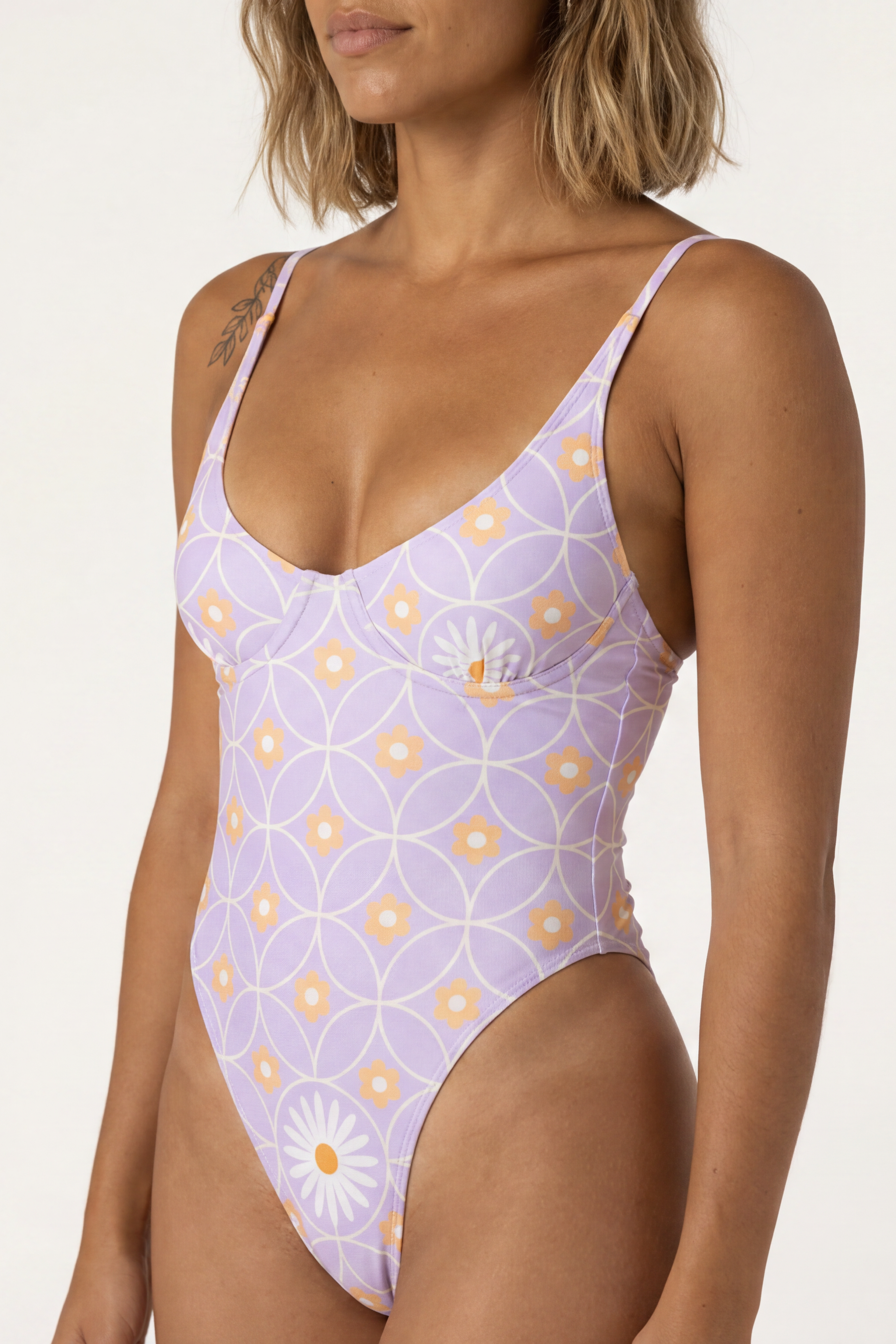 Pippa retro one piece swimsuit Uma Purple – REPREVE® recycled swimwear | Ula