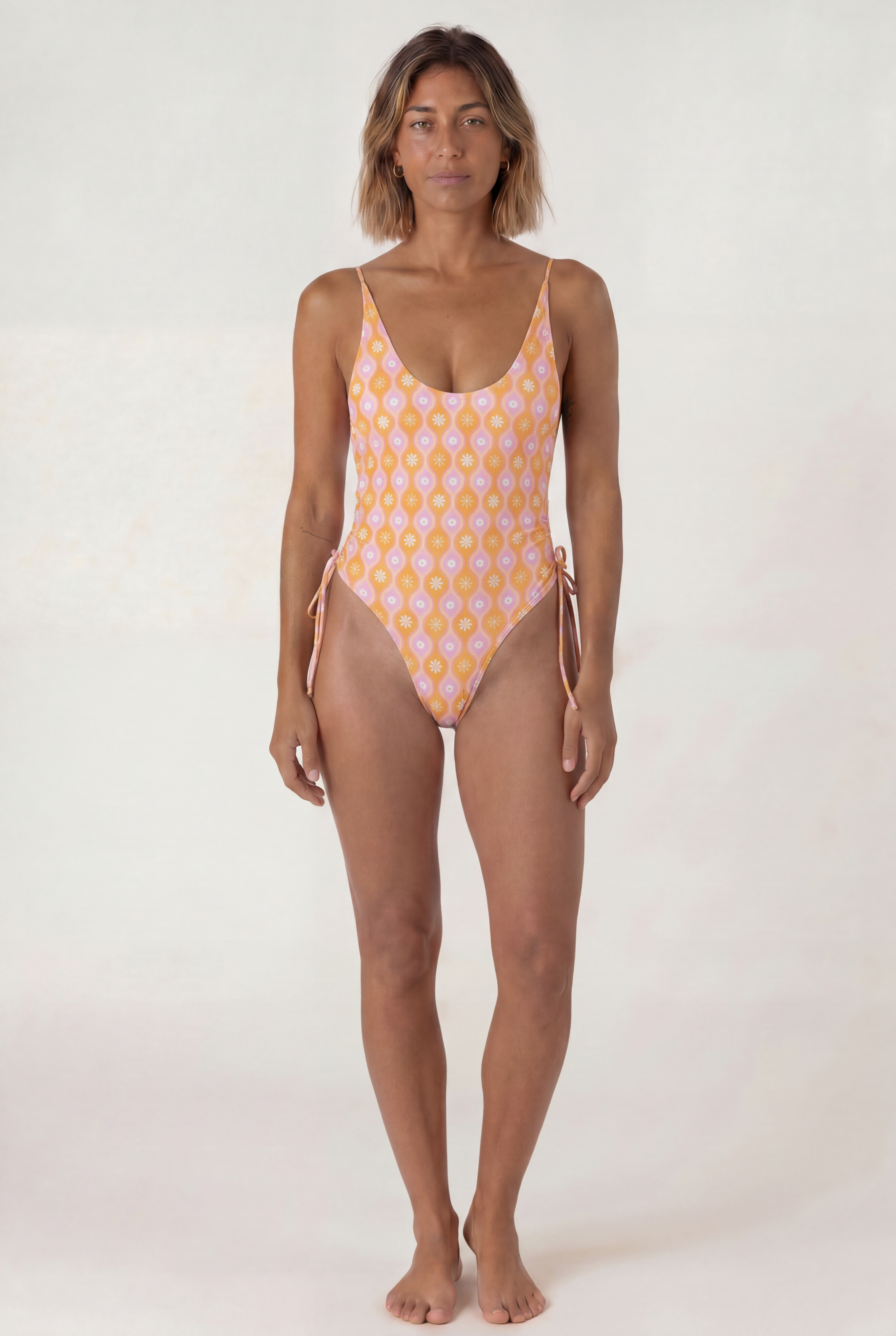 Hawy adjustable one piece swimsuit Marga Orange – REPREVE® recycled swimwear | Ula